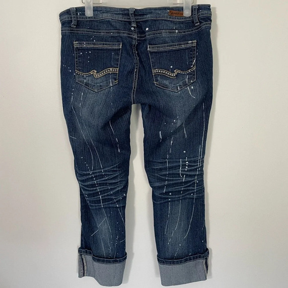 Almost Famous Paint Splatter Crop Capri‎ Cuffed Jeans - Picture 2 of 6